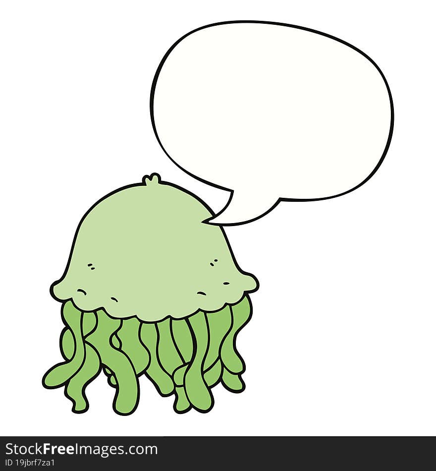 cartoon jellyfish and speech bubble