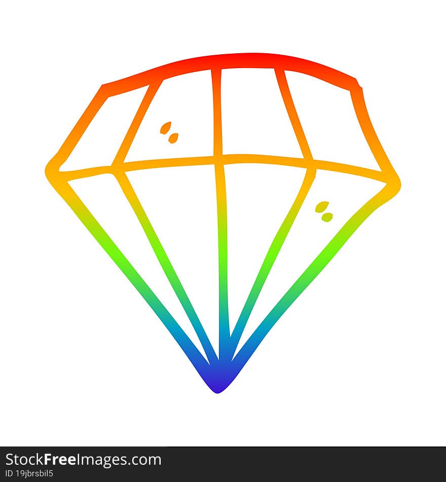 rainbow gradient line drawing cartoon tattoo diamond