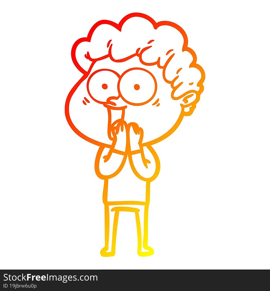 warm gradient line drawing cartoon happy man