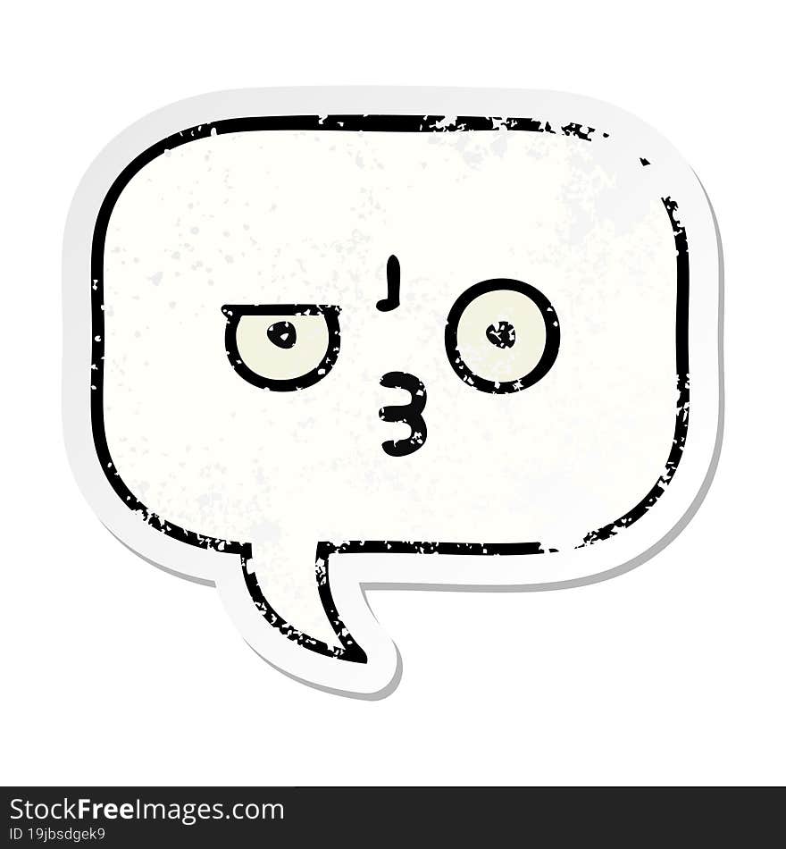 Distressed Sticker Of A Cute Cartoon Speech Bubble