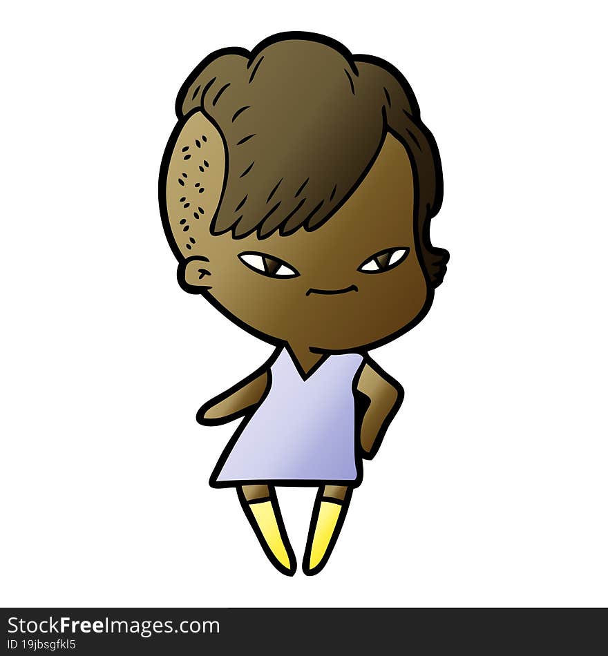 cute cartoon girl with hipster haircut. cute cartoon girl with hipster haircut