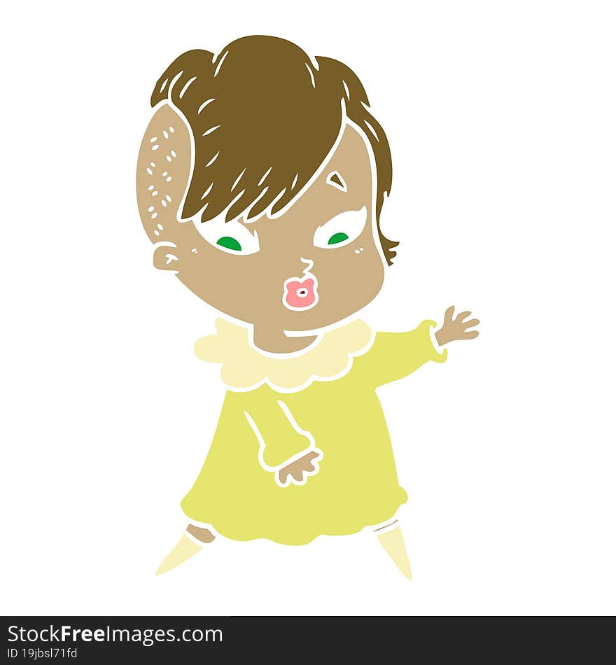 flat color style cartoon surprised girl