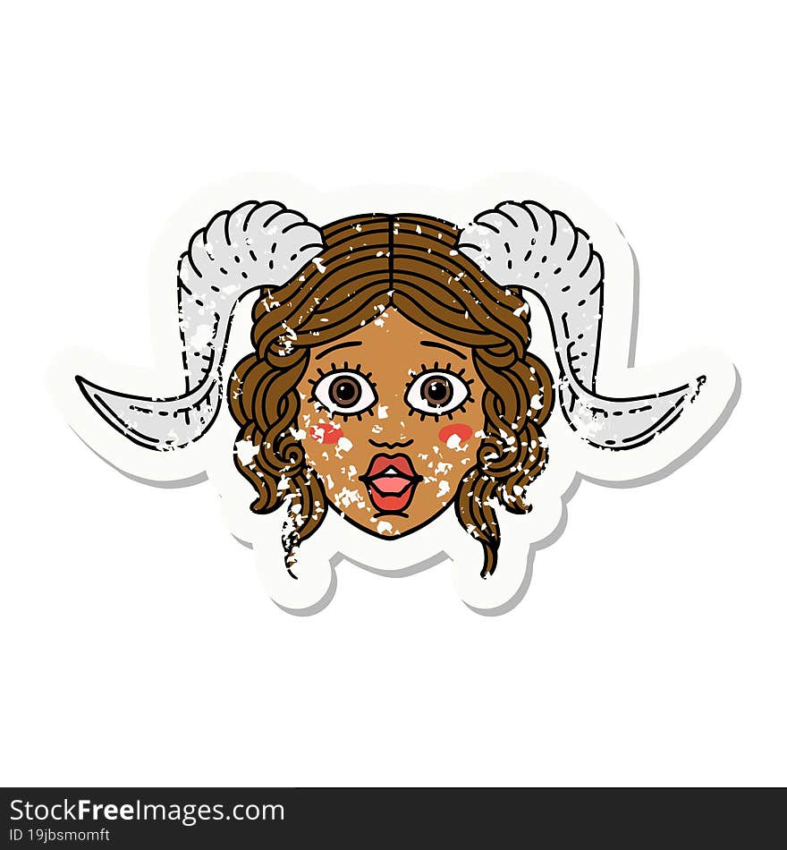 Retro Tattoo Style tiefling character face. Retro Tattoo Style tiefling character face