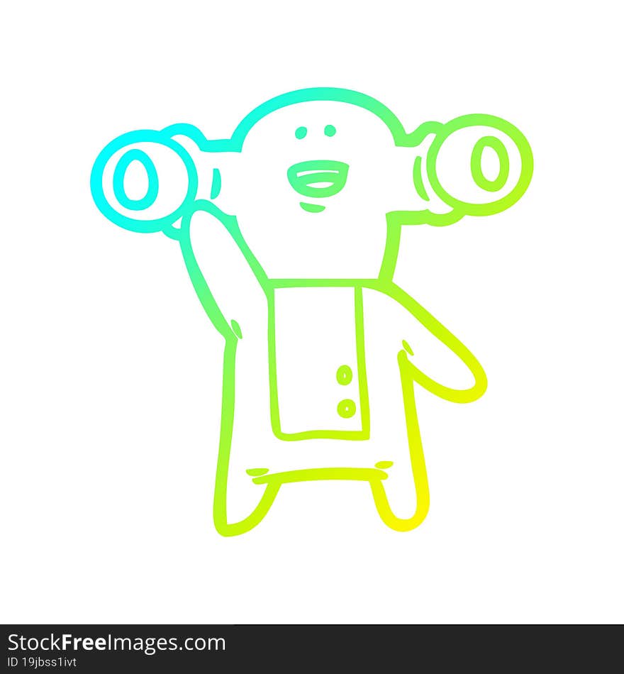 cold gradient line drawing friendly cartoon alien waving