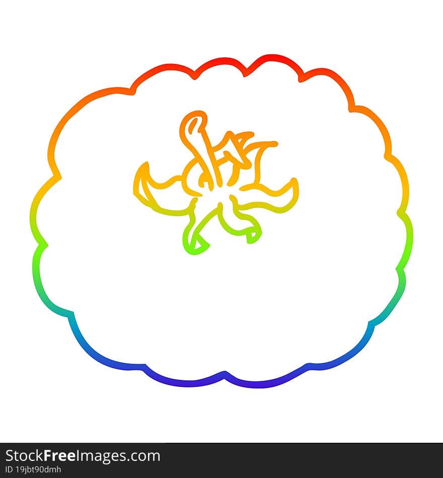 rainbow gradient line drawing of a cartoon tomato