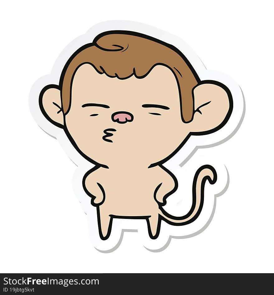 Sticker Of A Cartoon Suspicious Monkey