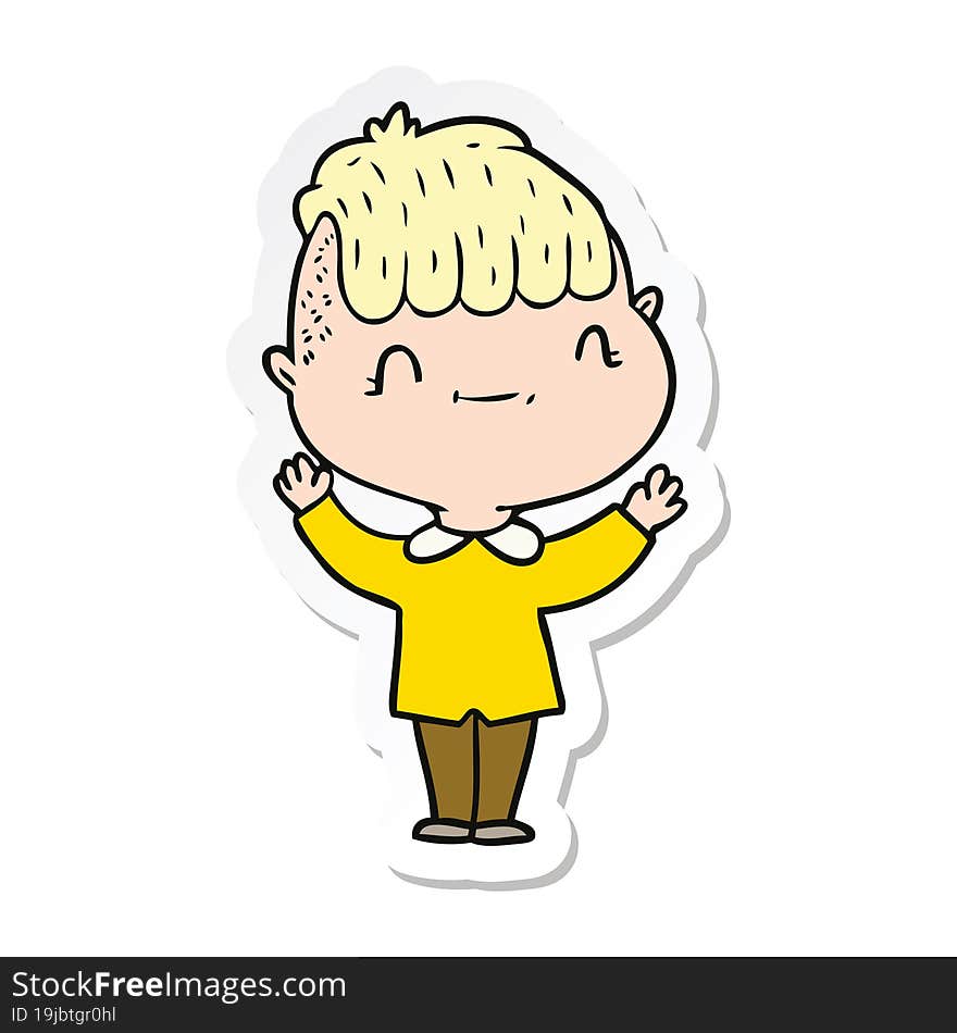 sticker of a cartoon friendly boy