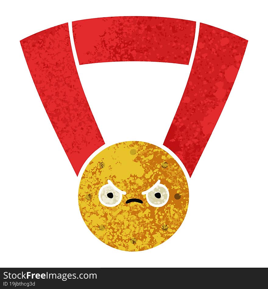 retro illustration style cartoon gold medal