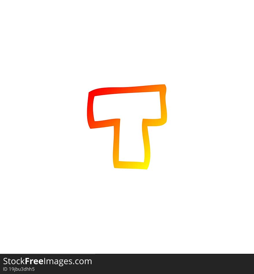 warm gradient line drawing of a cartoon letter t