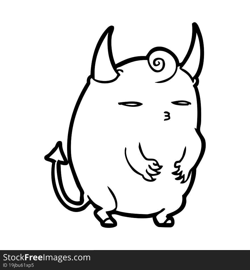 line drawing of a fat little halloween devil. line drawing of a fat little halloween devil