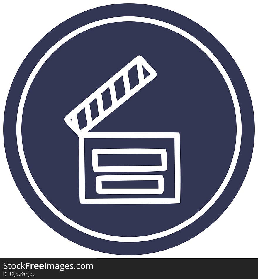 movie clapper board circular icon symbol