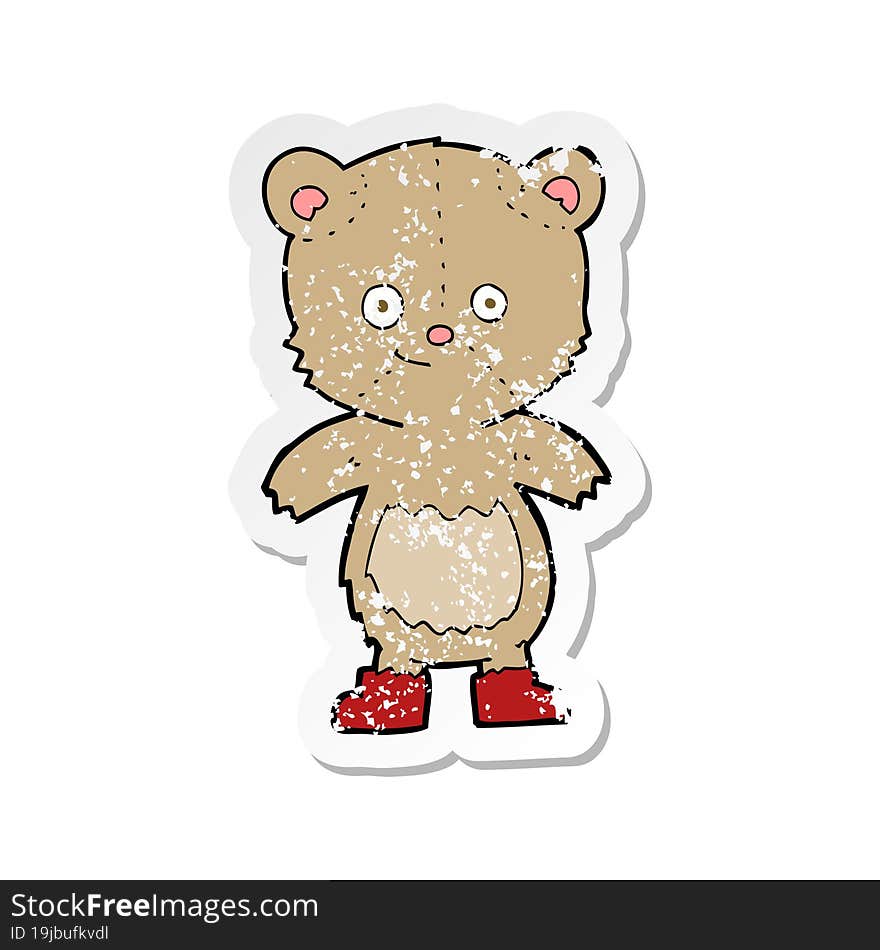 retro distressed sticker of a cartoon cute teddy bear