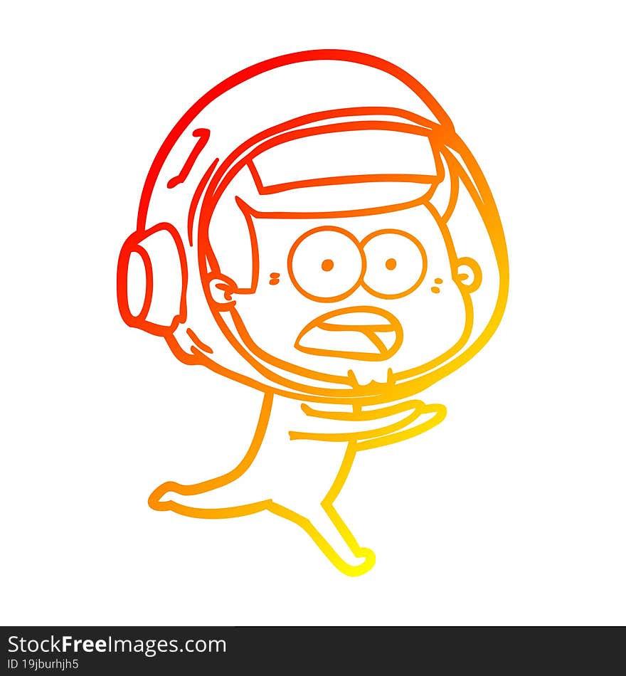 warm gradient line drawing cartoon surprised astronaut