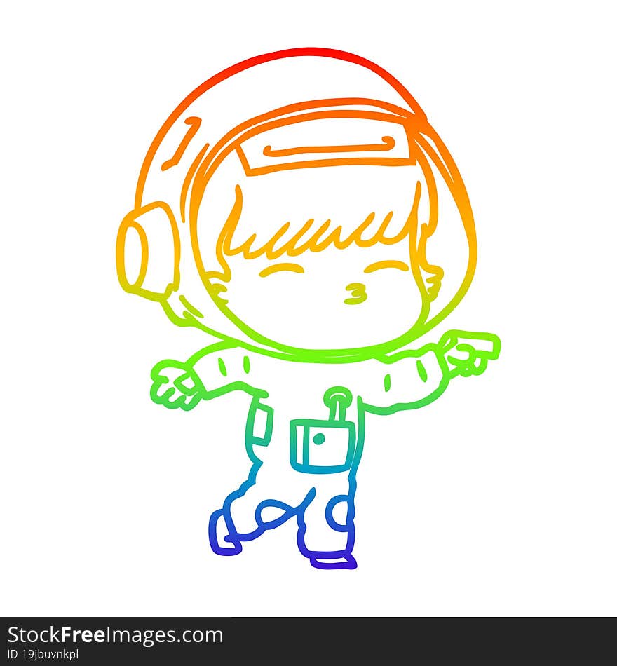 rainbow gradient line drawing cartoon curious astronaut