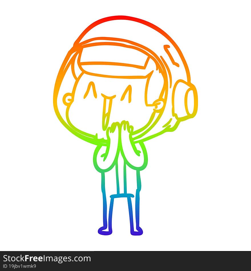 rainbow gradient line drawing happy cartoon astronaut