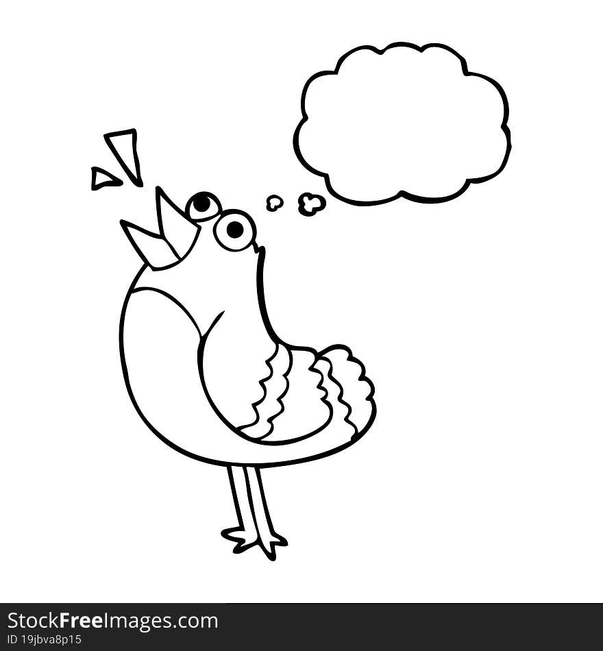 freehand drawn thought bubble cartoon bird