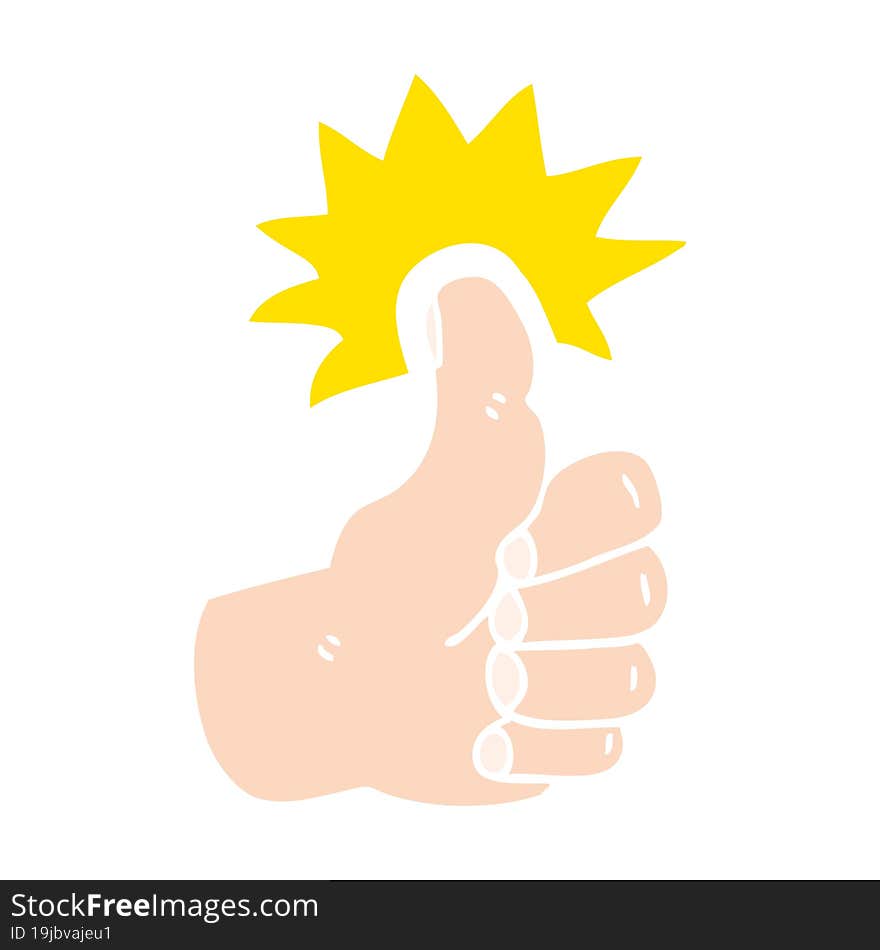 flat color illustration cartoon thumbs up symbol