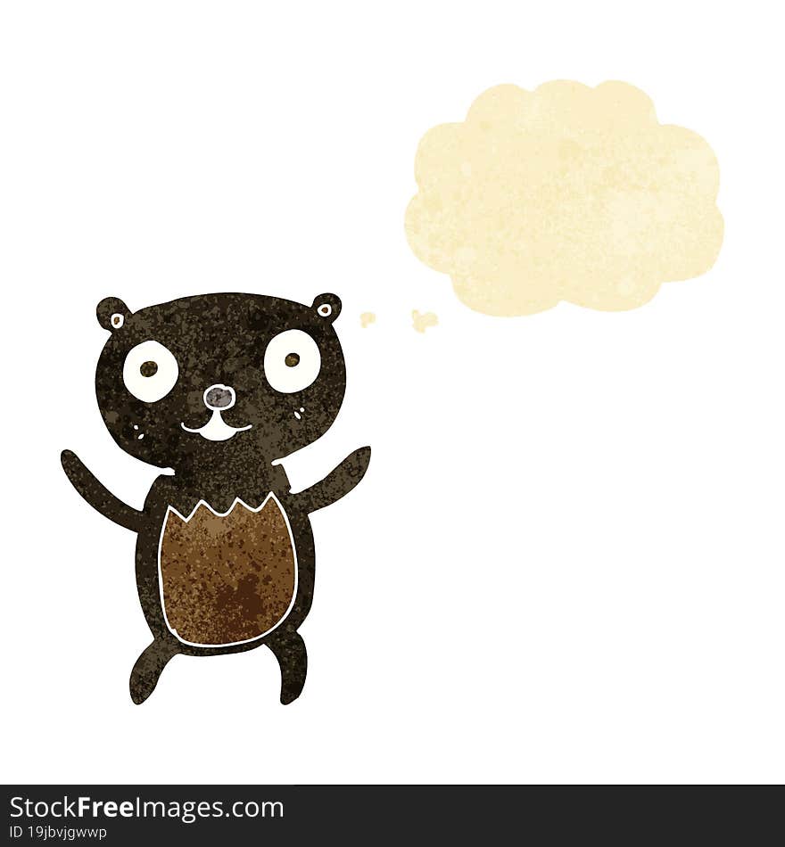 cartoon black bear cub with thought bubble