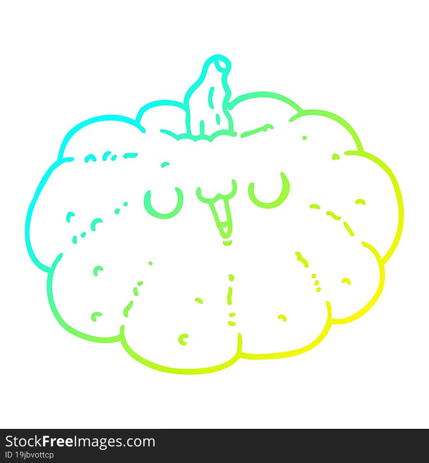 cold gradient line drawing happy cartoon pumpkin