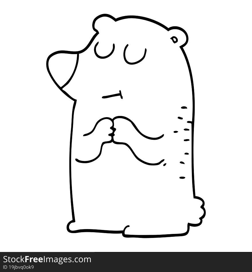 line drawing cartoon shy bear