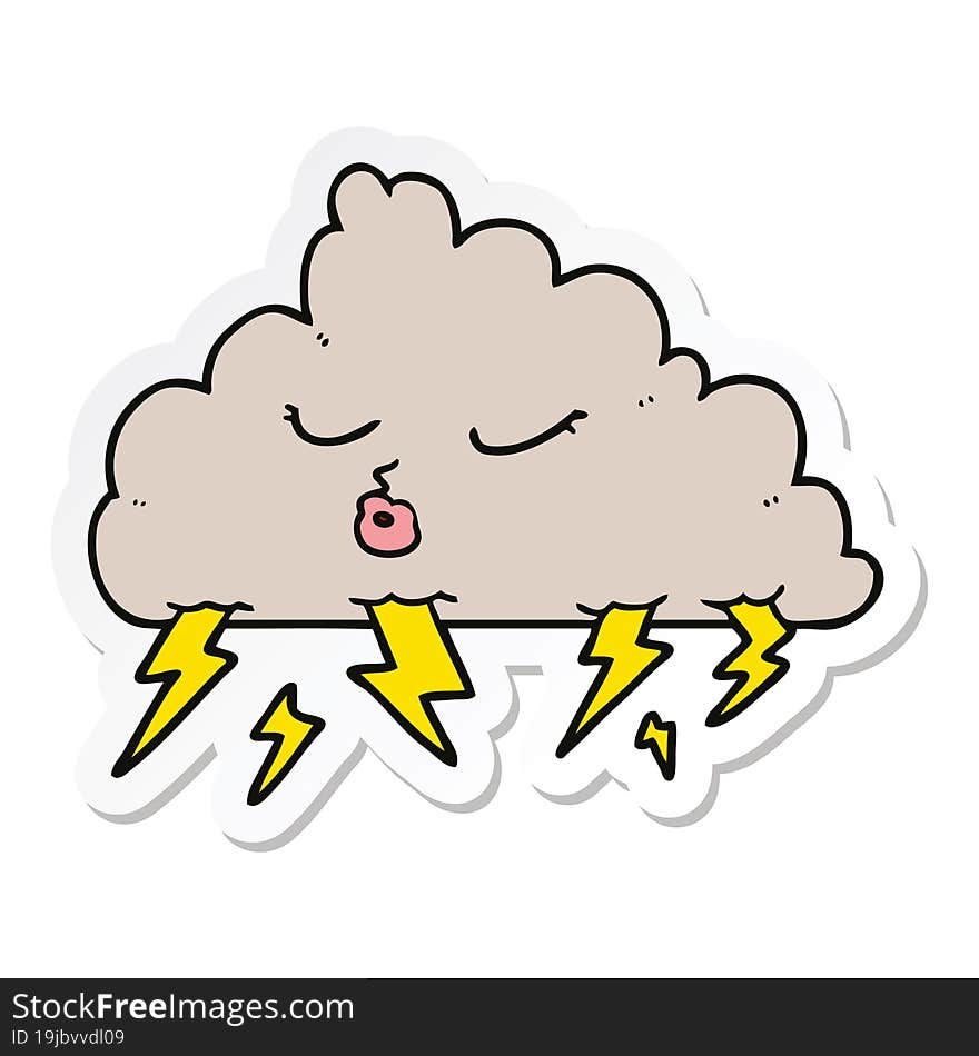 sticker of a cartoon thundercloud