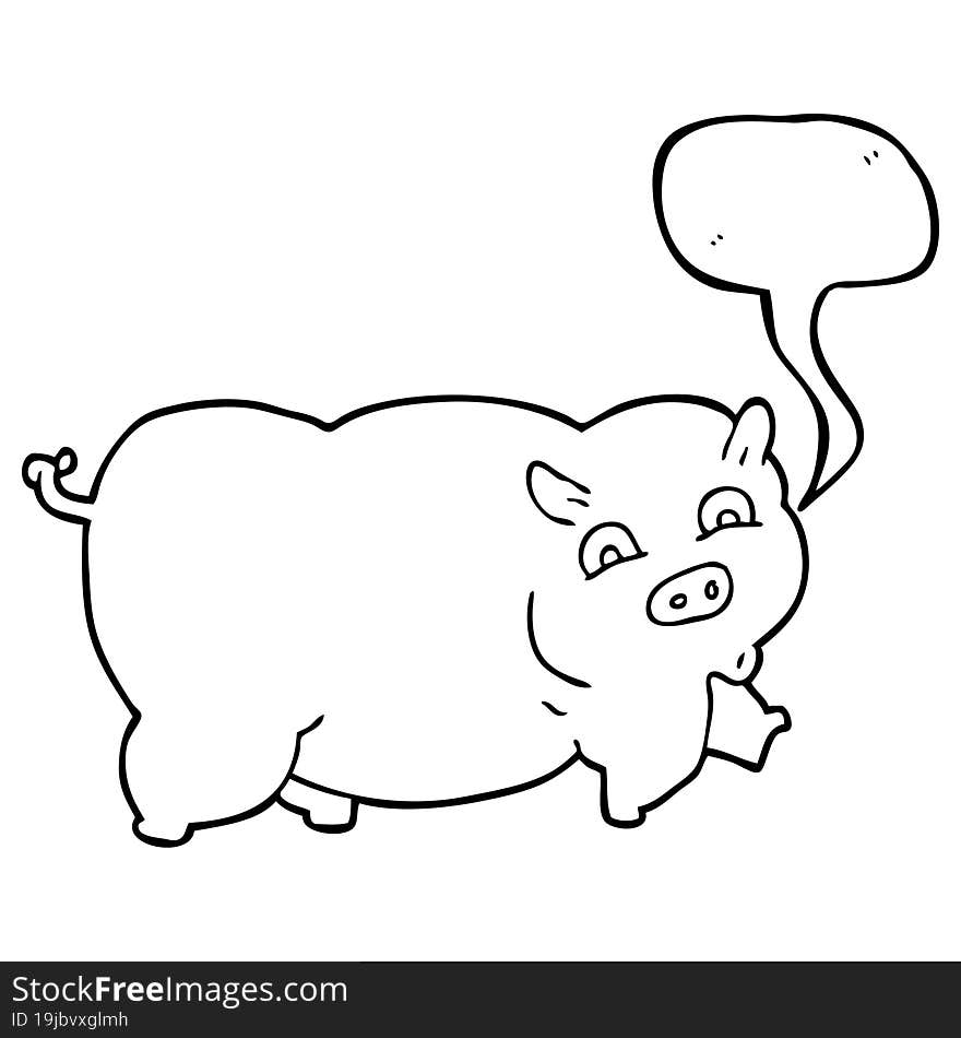 freehand drawn speech bubble cartoon pig