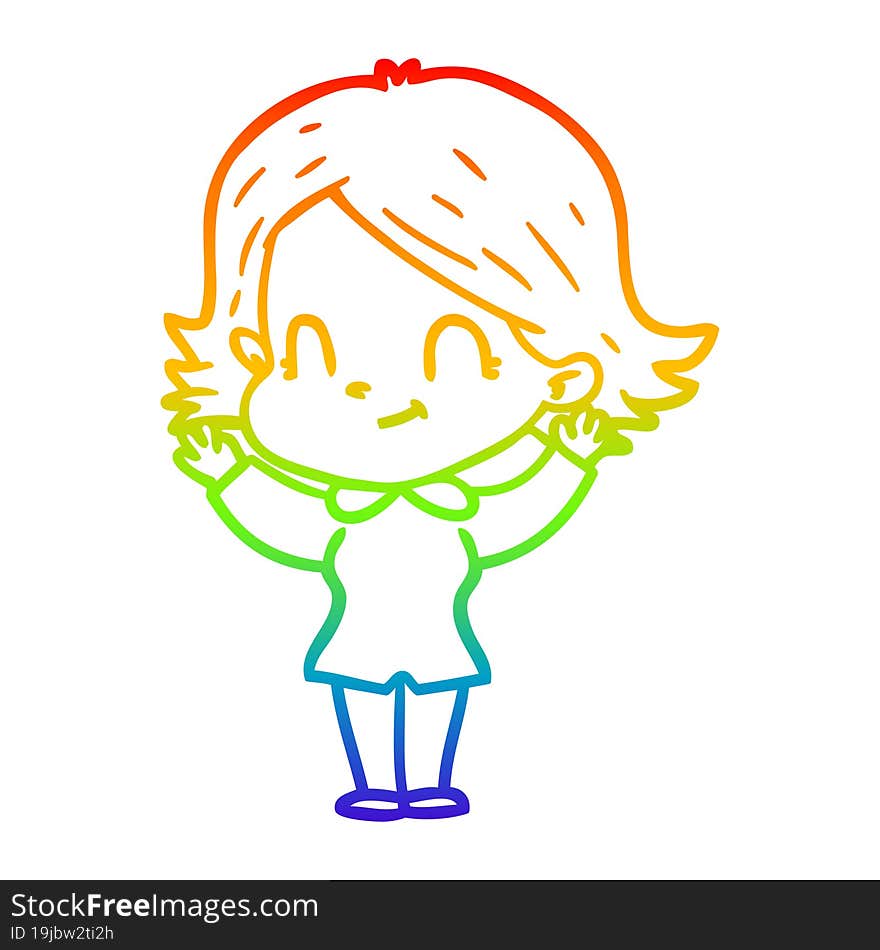 rainbow gradient line drawing cartoon friendly girl