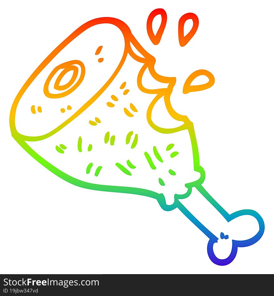 rainbow gradient line drawing cartoon cooked meat