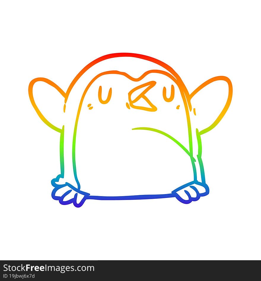 rainbow gradient line drawing Cartoon penguin