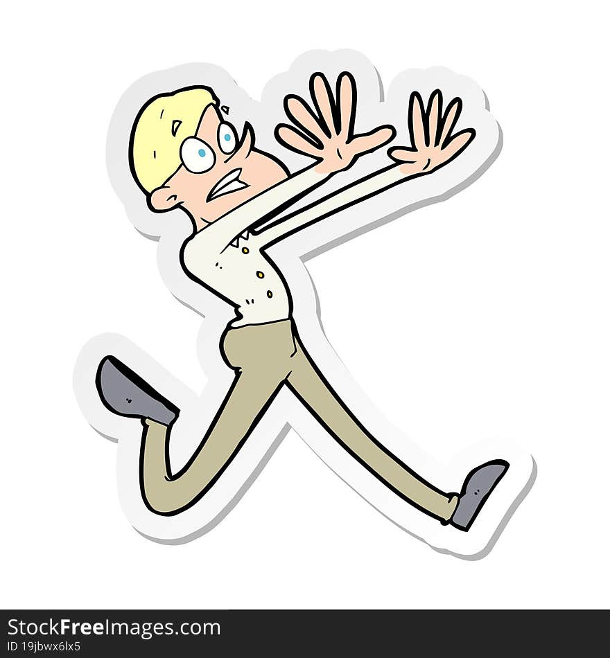 sticker of a cartoon man running away