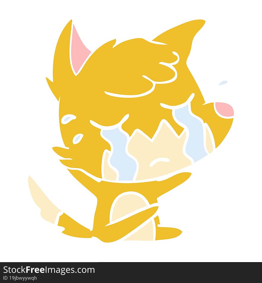 crying fox flat color style cartoon