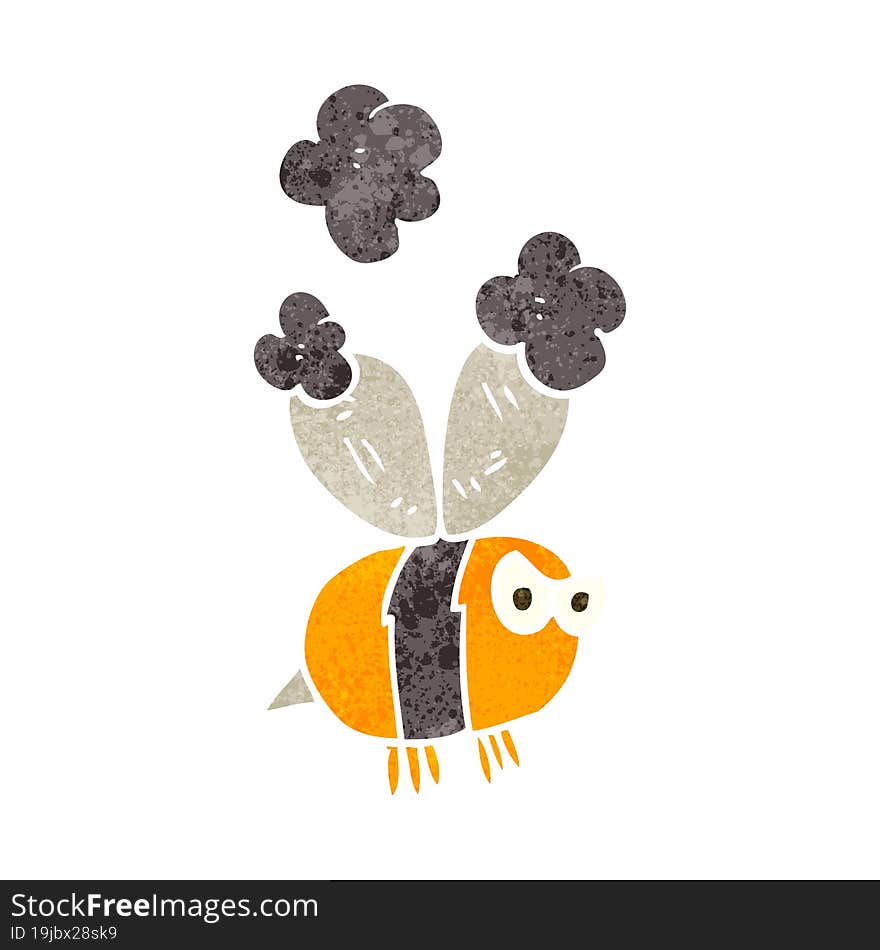 retro cartoon angry bee