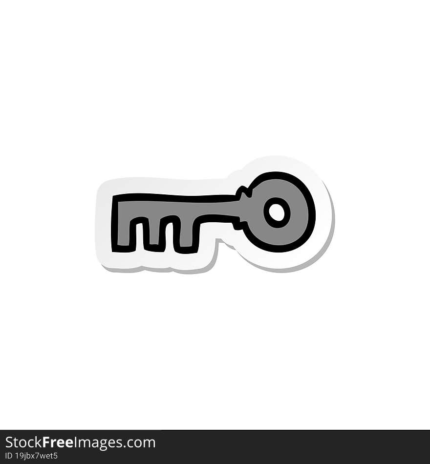 sticker cartoon doodle of a brass key