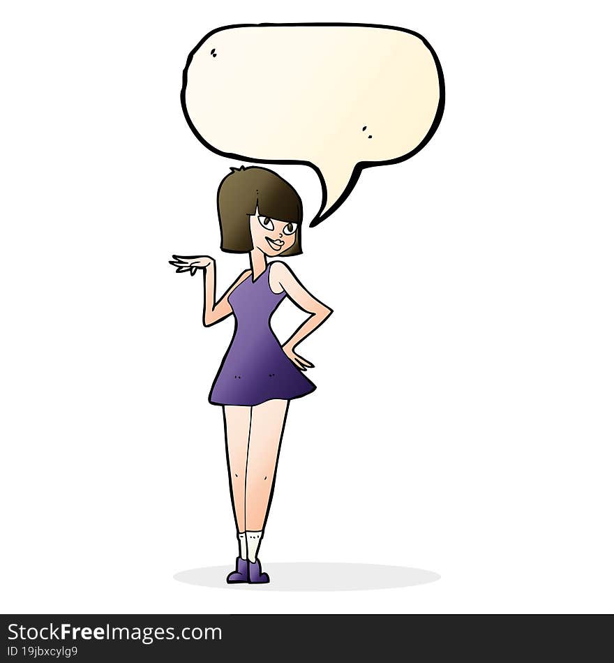 cartoon pretty woman with speech bubble