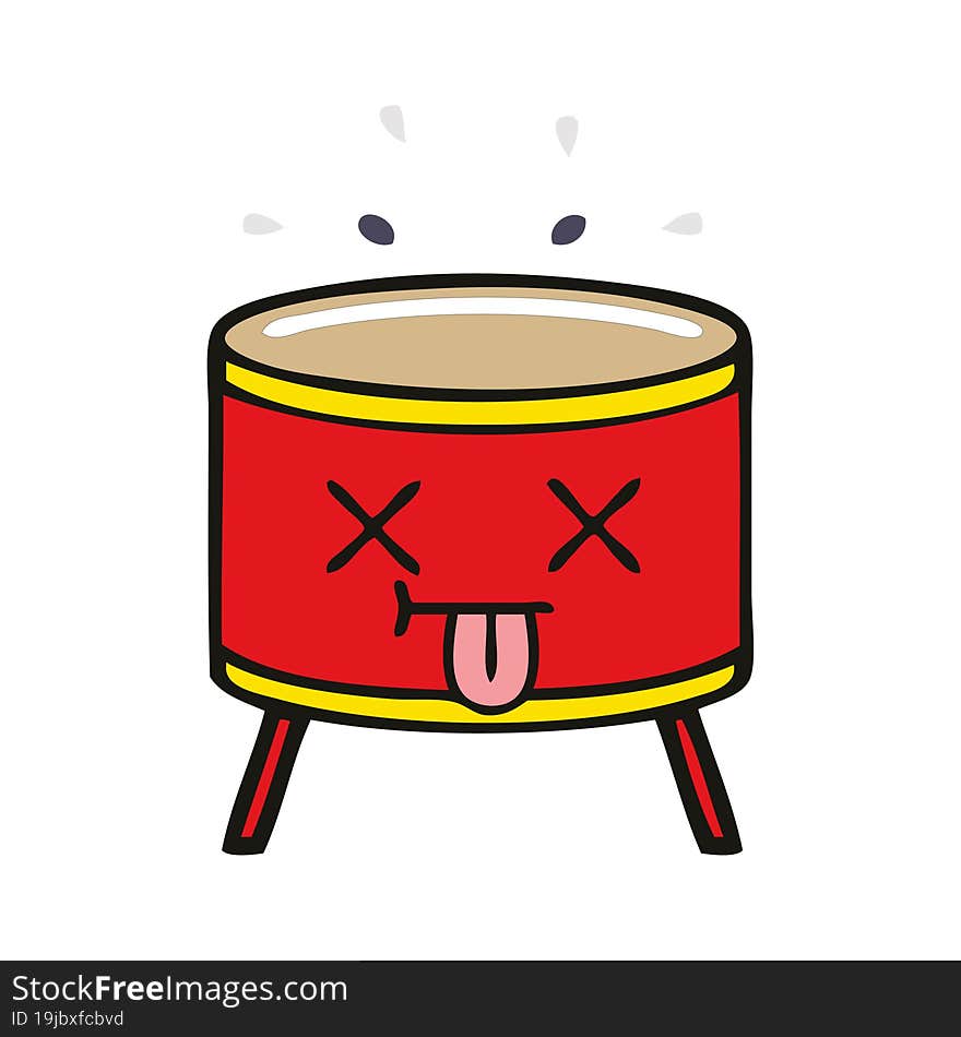 flat color retro cartoon of a drum