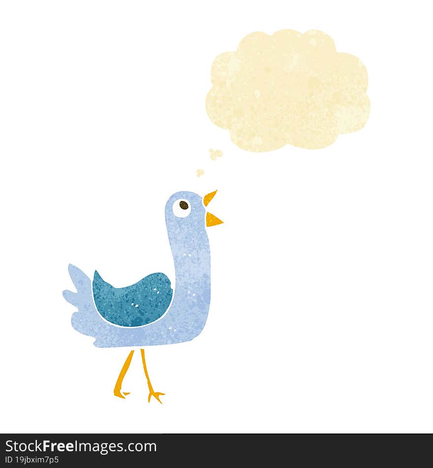 cartoon bird with thought bubble