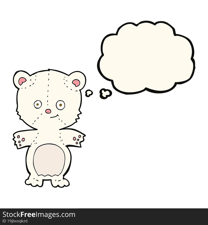 cartoon polar bear cub with thought bubble