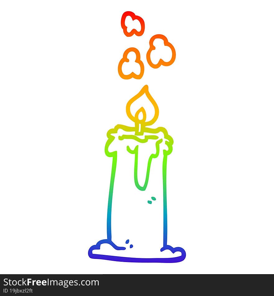 rainbow gradient line drawing cartoon lit candle