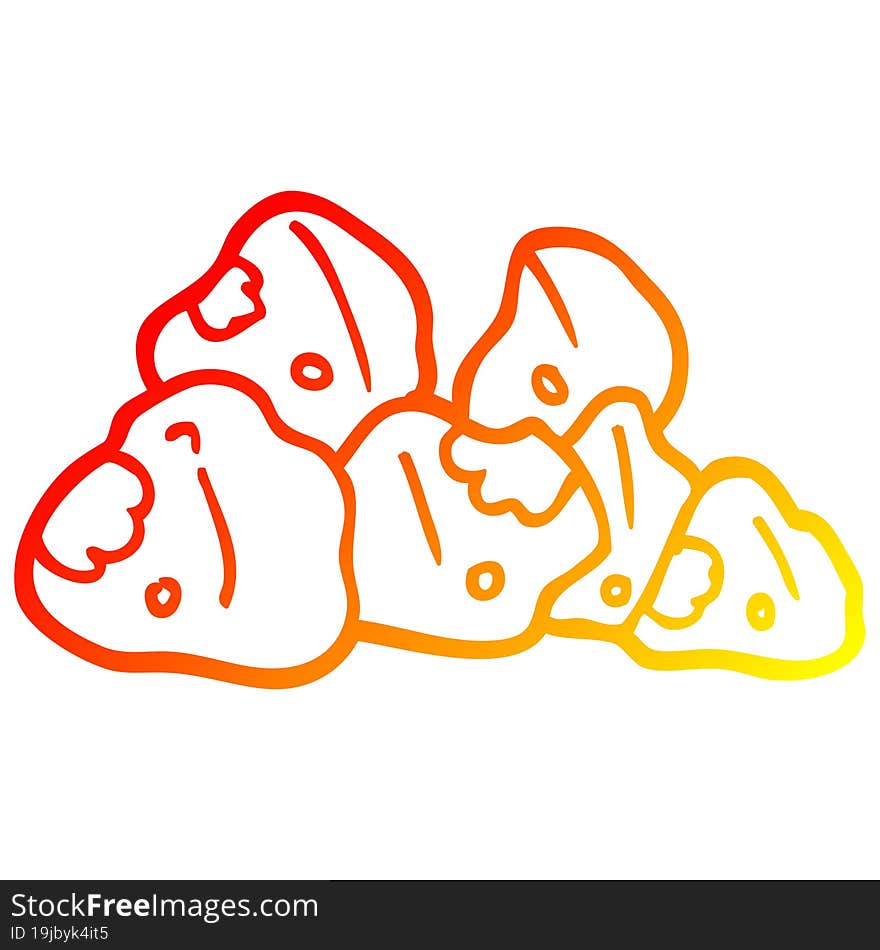 warm gradient line drawing cartoon boulders