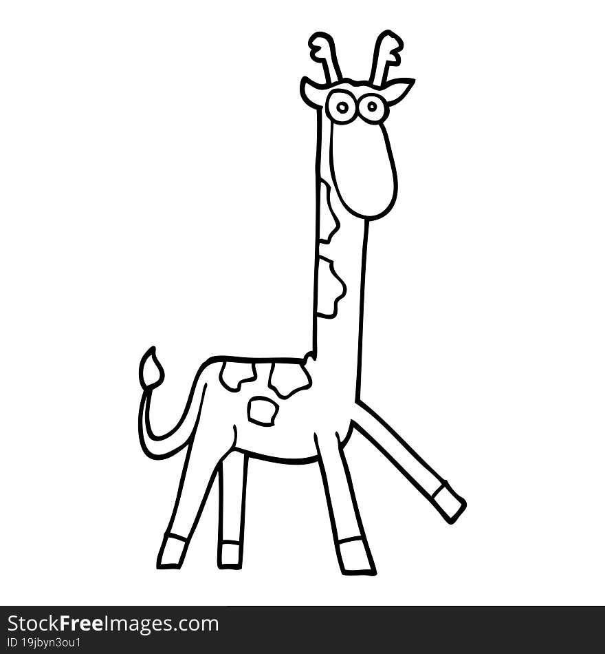 Line Drawing Cartoon Funny Giraffe