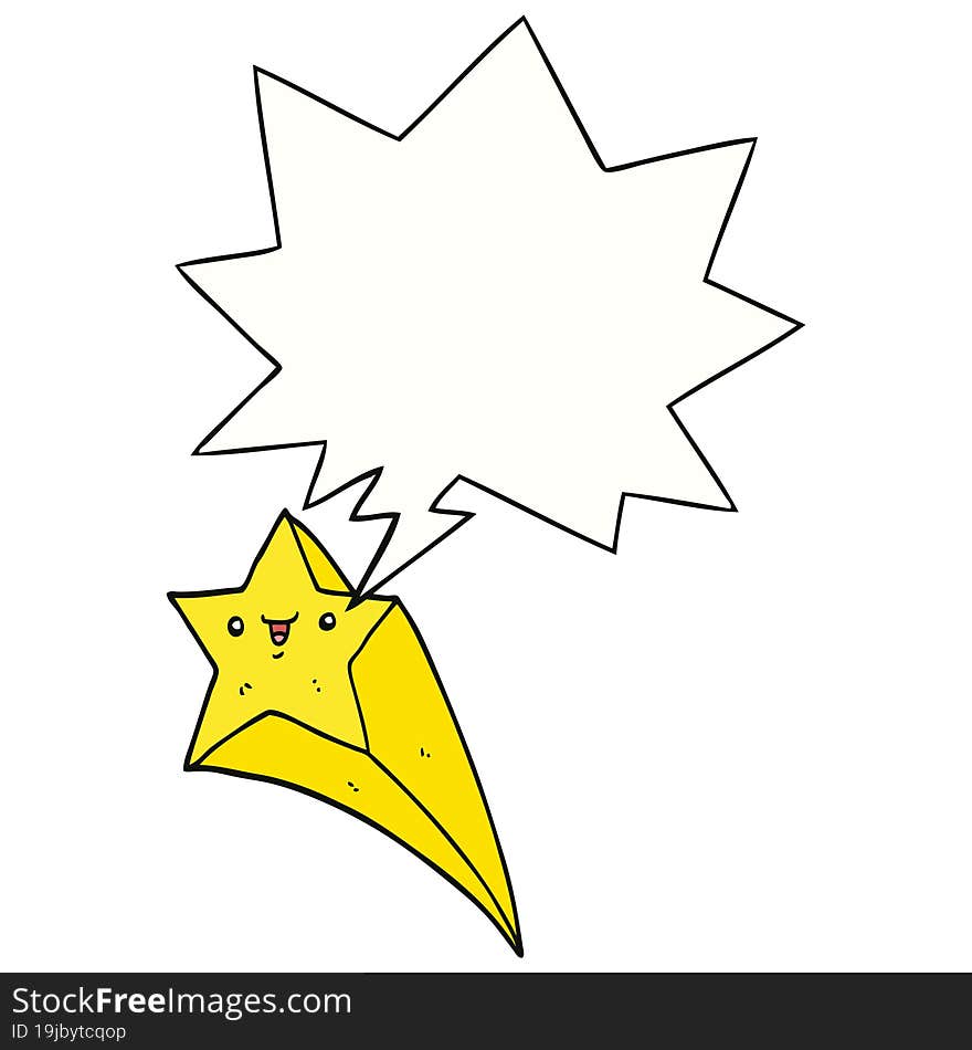 cartoon shooting star and speech bubble