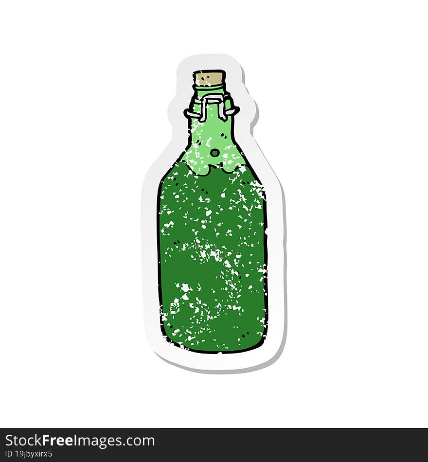 Retro Distressed Sticker Of A Cartoon Bottle