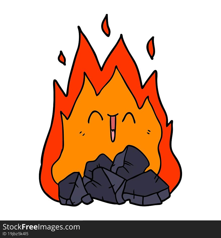 cartoon blazing coal fire. cartoon blazing coal fire