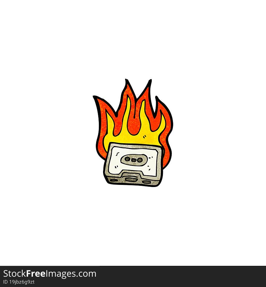 burning cassette tape cartoon