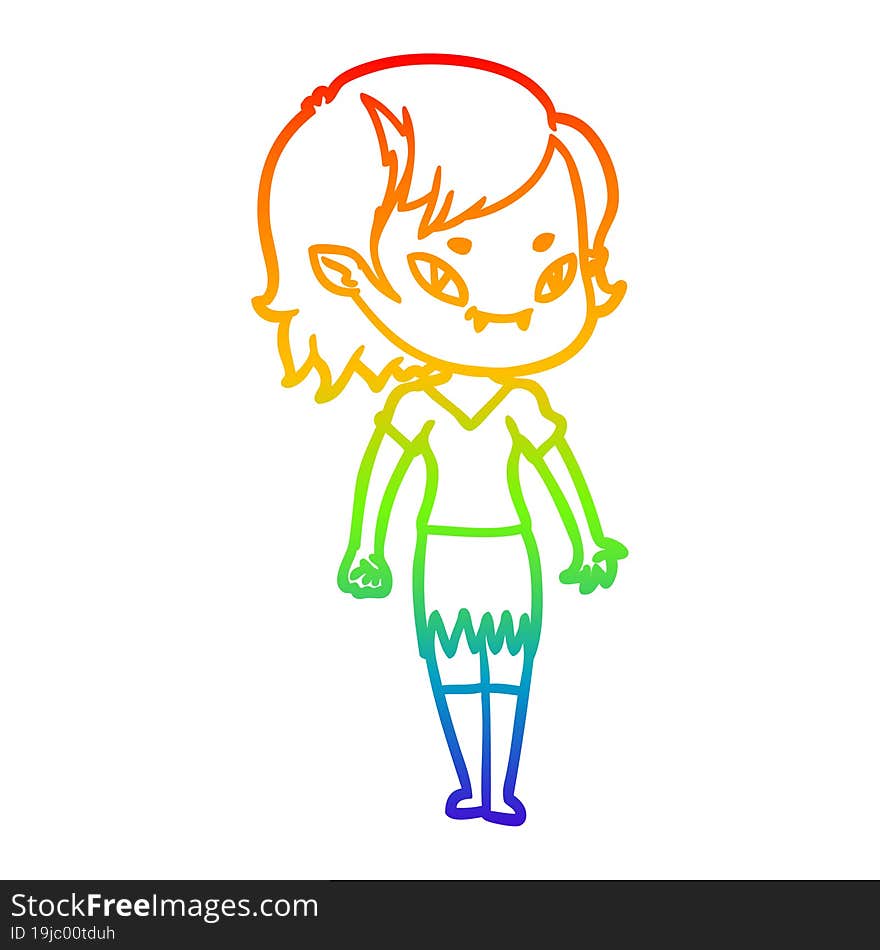 rainbow gradient line drawing cartoon friendly vampire girl