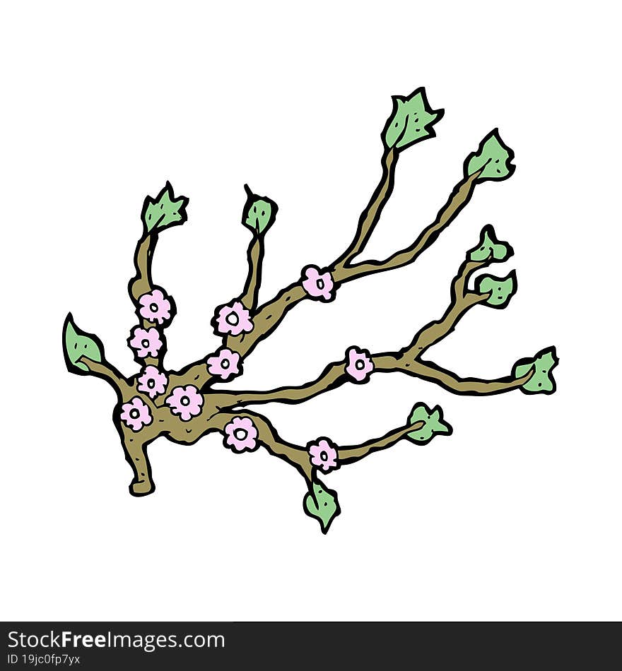 cartoon flowering branch