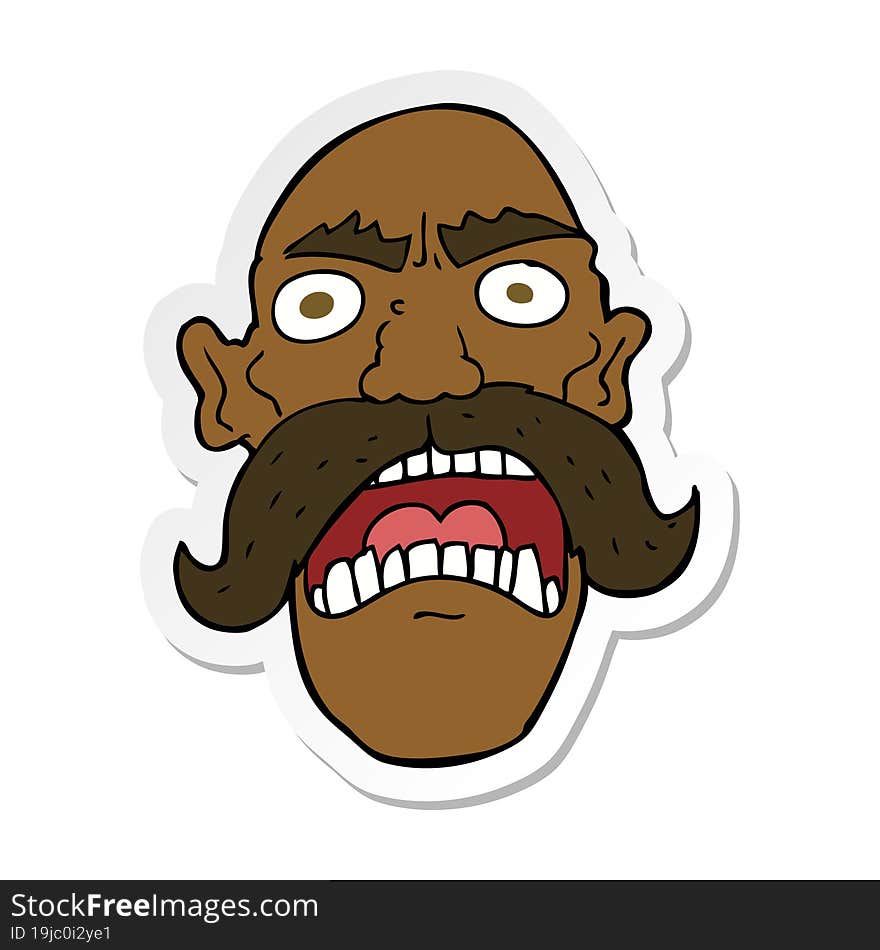 Sticker Of A Cartoon Angry Old Man