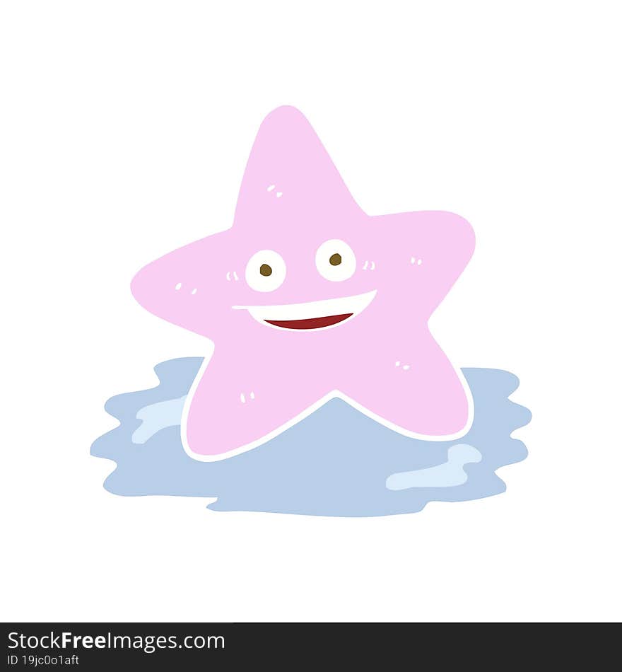 flat color illustration of a cartoon starfish