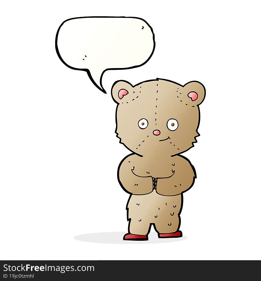 Cartoon Teddy Bear With Speech Bubble