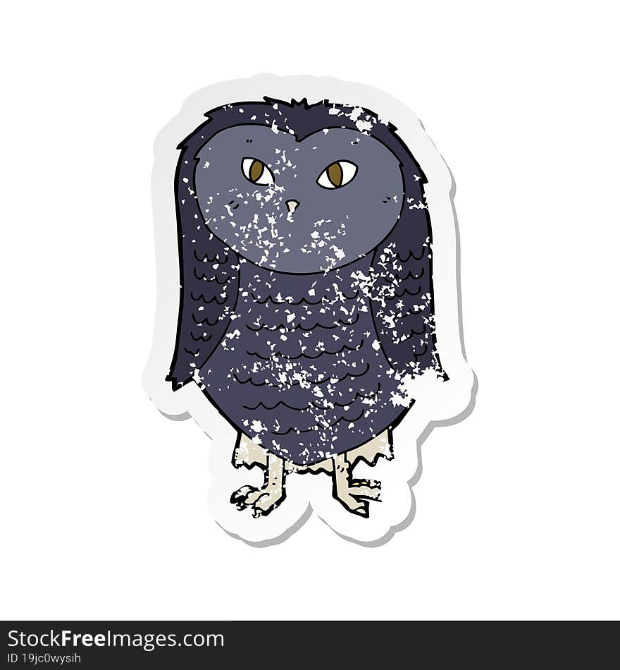 Retro Distressed Sticker Of A Cartoon Owl